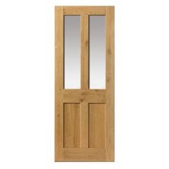 JB Kind Rustic Oak 4 Panel Glazed Internal Door 1981x762x35mm - RO4P2TL26