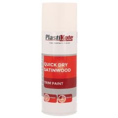 Plastikote Trade Quick Dry Trim Aerosol Spray Paint High Gloss White 400ml - PKT71007