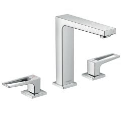 hansgrohe Metropol 3-Hole Basin Mixer 160 with Loop Handles and Push-Open Waste - 74515000