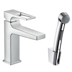 hansgrohe Metropol Single Lever Basin Mixer with Loop Handle with Bidet Spray and Shower Hose 160cm - 74522000