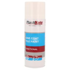 Plastikote Trade One Coat Aerosol Spray Paint Tile Paint Gloss White 400ml - PKT71026