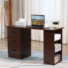 HOMCOM Computer Desk With Storage Shelves - Walnut - 836-068V01