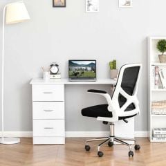 HOMCOM Computer Desk With 3 Storage Shelves And Drawers - White - 836-068WT
