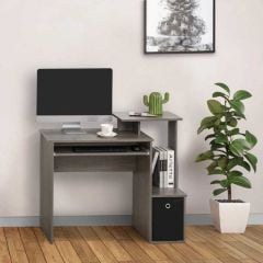 HOMCOM Computer Desk With Sliding Keyboard Tray And Storage - Grey - 836-263GY