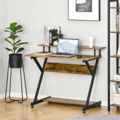 HOMCOM Computer Desk With Monitor Stand - Brown / Black - 836-425V01