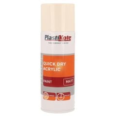 Plastikote Trade Quick Dry Acrylic Aerosol Spray Paint Matt Magnolia 400ml - PKT71015