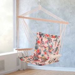 Outsunny Floral Hanging Hammock Chair with Pillow - Multicolour - 84A-142GN