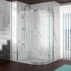 Merlyn 8 Series Frameless 1 Door Offset Quadrant Shower Enclosure with Tray 1200 x 900mm - A0601IHB