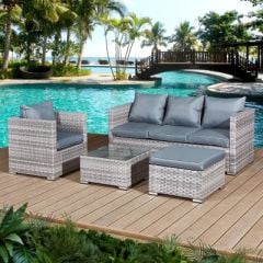 Oseasons® Acorn Rattan 5 Seat Lounge Sofa Set in Dove Grey - 106376