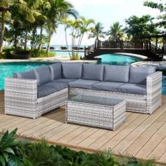 Oseasons® Acorn Rattan 6 Seat Corner Sofa Set in Dove Grey - 106377
