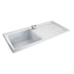 Carron Phoenix Sienna 100 1 Bowl Ceramic Kitchen Sink - White - 124.0188.034