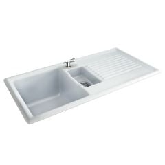 Carron Phoenix Sienna 150 1.5 Bowl Ceramic Kitchen Sink - White - 124.0188.036