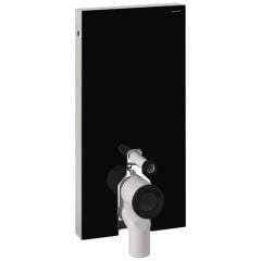 Geberit Monolith Sanitary Module Floor Standing Installation 114cm Black Glass P-Bend Rear Centre Supply - 131.033.SJ.5