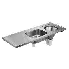 KWC DVS Disposal Sink & Basin with Back Inlet Left Hand Drainer G22018L - Stainless Steel - 207.0000.065