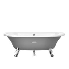 Roca Eliptico Oval Cast Iron Bath with Anti-Slip Base - Grey