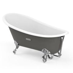 Roca Carmen Oval Cast Iron Bath With Anti Slip Base - Grey - 234250000