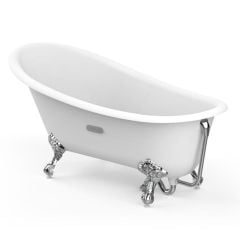 Roca Carmen Oval Cast Iron Bath With Anti Slip Base - White - 234250007