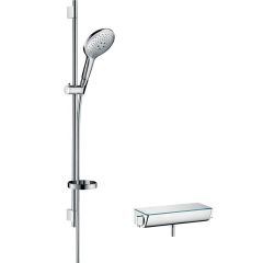 hansgrohe Raindance Select S Shower System 150 with Ecostat Select Thermostatic Mixer and Shower Rail 90cm - Chrome