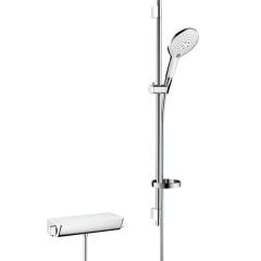 hansgrohe Raindance Select S Shower System 150 with Ecostat Select Thermostatic Mixer and Shower Rail 90cm - White/Chrome
