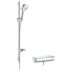 hansgrohe Raindance Select E Shower System 120 with Ecostat Select Thermostatic Mixer & Shower Rail 90cm - Chrome