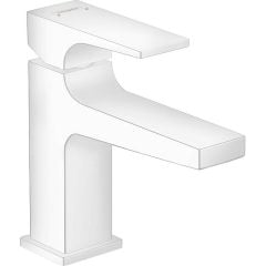 hansgrohe Metropol Single Lever Basin Mixer Tap 100 with Lever Handle for Hand Washbasins with Push Open Waste Set Matt White - 32500700