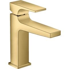 hansgrohe Metropol Single Lever Basin Mixer Tap 110 with Lever Handle and Push Open Waste Set Polished Gold Optic - 32507990