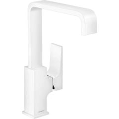 hansgrohe Metropol Single Lever Basin Mixer Tap 230 with Lever Handle and Push Open Waste Set Matt White - 32511700