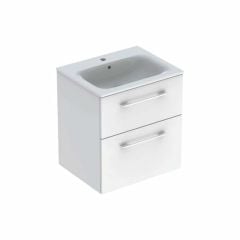 Geberit Selnova Square 600mm Slim Basin & 2 Drawer Vanity Unit - White - 501.236.00.1