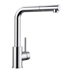 Blanco MILA-S Single Lever Pull-Out Spray L-Shaped Galvanic Kitchen Tap - Chrome - 519810