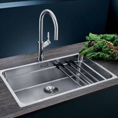 Blanco ETAGON 700-IF Stainless Steel 1 Bowl Inset Kitchen Sink with Manual InFino Waste - Satin Polish - 524272 Lifestyle