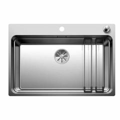 Blanco ETAGON 700-IF/A Stainless Steel 1 Bowl Inset Kitchen Sink with Manual InFino Waste - Satin Polish - 524274