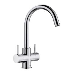 Blanco CAMIA Twin Lever High C-Shaped Spout Galvanic Kitchen Tap - Chrome - 525334