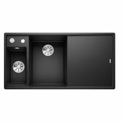 Blanco AXIA III 6 S LH Silgranit 1.5 Bowl Inset Kitchen Sink with Drain Remote Control - Black - 525848