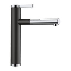 Blanco LINEE-S Pull-Out Spray Silgranit-Look Dual Finish Kitchen Tap - Black/Chrome - 526171