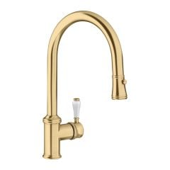 Blanco VICUS Single Lever Pull-Out Spray PVD Steel Kitchen Tap - Satin Gold - 526689