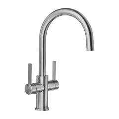 Blanco CANDOR Twin Lever High Arched Spout Solid Kitchen Tap - Brushed Stainless Steel - 526703