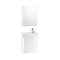 Roca Mini 450mm Basin Unit With Basin & Mirrored Cabinet - Gloss White - 855866806