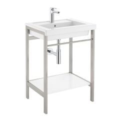 Roca Prisma 600mm Base Structure With Integrated Towel Rail & Vanity Sink - St/Steel - 856746001