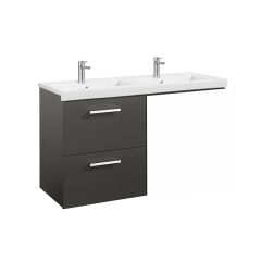 Roca Prisma 590mm Wall Hung Basin Unit 2 Drawer Left - Gloss Anthracite - 856885153