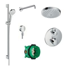 Hansgrohe Round Valve With Croma Select (180) Overhead And Rail Kit - 88101001