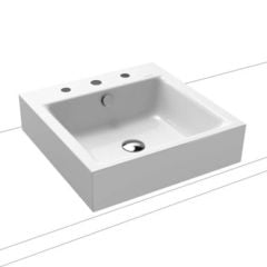 Kaldewei Puro 460x460mm Countertop Basin 1TH with Sound Insulation & Easy Clean - Alpine White - 900606013001