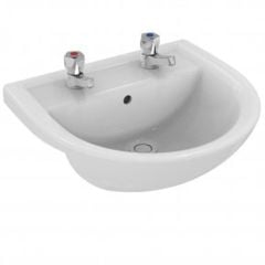 Armitage Shanks Sandringham 21 50cm Semi-Countertop Washbasin with 2 Tap Holes No Chain Hole - E896101