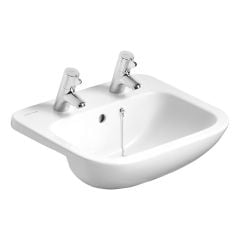 Armitage Shanks Profile 21 50cm Semi-Countertop Washbasin with 2 Tap Holes and Overflow - S249401