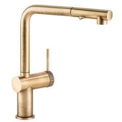 Abode Fraction Pull Out Contemporary Kitchen Mixer Tap Antique Brass - AT2158