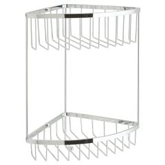 Vado Basket Large Double Triangular Corner With Integral Hook Wall Mounted - Chrome - BAS-2004-C/P