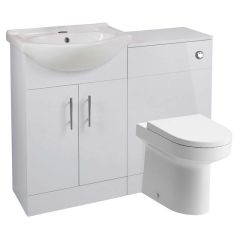 Bathrooms by Trading Depot Wade WC & Vanity Unit - White Gloss - TDBT102958