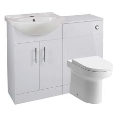 Bathrooms by Trading Depot Wade WC & Vanity Unit - White Gloss - TDBT102959