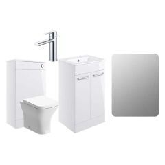 Bathrooms by Trading Depot Bay 510mm Floor Standing Furniture Pack - White Gloss With Chrome Finishes - TDBT108124