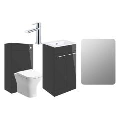 Bathrooms by Trading Depot Bay 510mm Floor Standing Furniture Pack - Anthracite Gloss With Chrome Finishes - TDBT108125