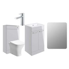 Bathrooms by Trading Depot Bay 510mm Floor Standing Furniture Pack - Grey Gloss With Chrome Finishes - TDBT108126